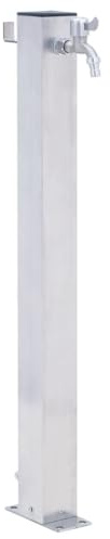 INLIFE Colonne à Eau de Jardin 100 cm Acier Inoxydable carréMaison,Pelouses,Arrosage & Irrigation-5.72 lb-Argent-4023