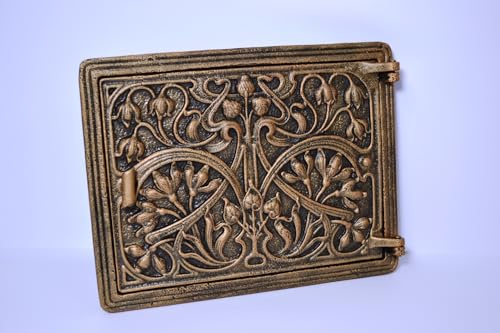 SEZAM Trappe d'inspection massive pour poêles, en fonte, 31,2 x 2,5 x 24,5 cm, porte de cheminée, porte de déjection, pour fours, poêles à feu et cheminées, peinture cuivrée