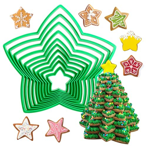GWHOLE 10 Stück Ausstecher Stern Set Ausstechformen Pentagramm Keksausstecher Kunststoff für Keks, Plätzchen, Cookie, Fondant, Weihnachten, Tortendekorationen, in 10 verschiedenen Größen