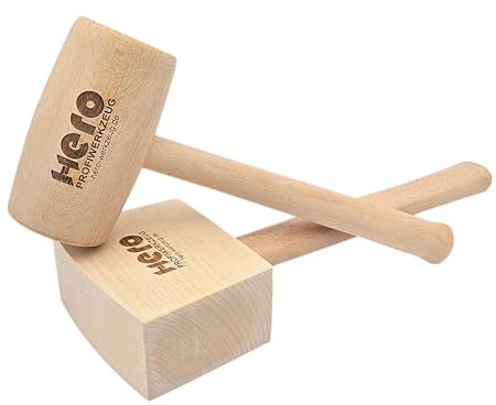 HERO Holzhammer 2er Set Holzklüpfel Klüpfel Hammer Klopfholz Schreinerklüpfel 300g + 450g Holzbearbeitungshammer Schreinerhammer Schreinerknüppel Werkzeug für Holzarbeiten, Holzschaft, Gratfrei