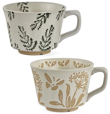 Mapille Set di 2 Tazze da caffè in ceramica,350 ml Tasse ceramique,Tazza da tè con manico,Tazze da caffè con manico,Ciotola per cereali con manico,Mug ceramique,per tè caffè latte cappuccino
