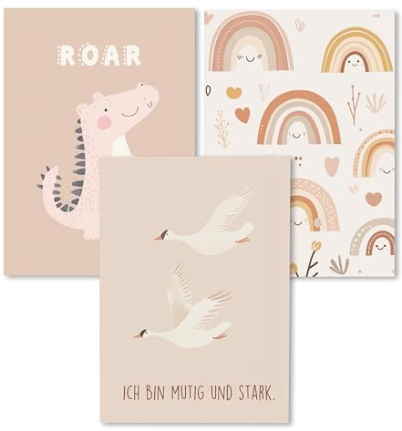 Kidsmood - Affirmationsposter für Kinderzimmer - Ermutigende bilder fürs Kinderzimmer Mädchen & Jungen – Babyzimmer Deko – Wandbilder Tiere für Kinderzimmer deko [Stark & Frei |30x40 cm ]