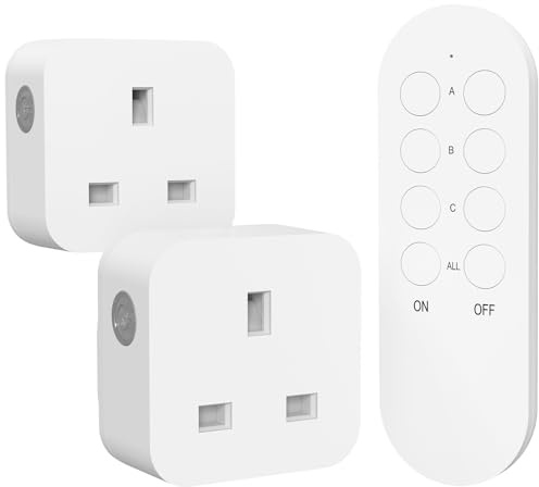 Presa con telecomando, interruttore della luce wireless, confezione da 2 prese e 1 telecomando
