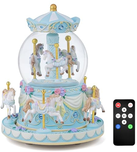 Karussell Schneekugel Geburtstagsgeschenk für Mädchen, Pferde Spieluhr mit Fernbedienung Geschenke für Mädchen Frauen Tochter Frau Geburtstag Jahrestag Valentinstag Weihnachten, spielt 64 Melodien
