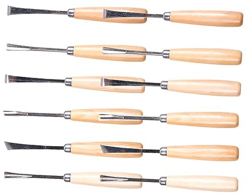 BATHVEVE Juego De Cinceles Para Carpintería y Tallado De Madera Para Principiantes y Profesionales, 12 Piezas, Acero De Alta Dureza, Diseño Para Detalles Artísticos, Uso Manualidades y Esculturas