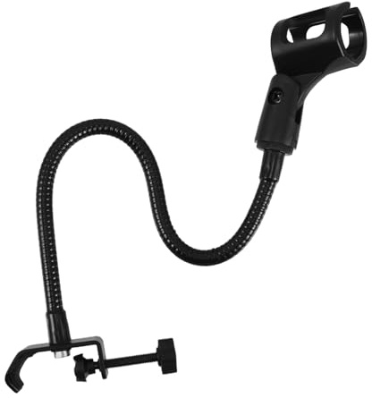 INOOMP 1 Set asta microfonica portamicrofono da scrivania supporto per microfono dj Stand microfoni rack di archiviazione per clip da tavolo supporto per microfono con asta metallo Nero