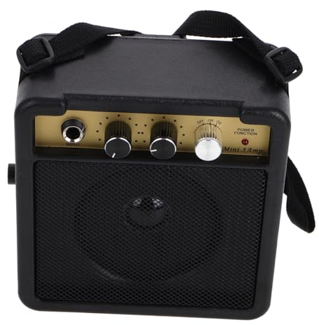 MILISTEN Kleiner E-gitarrenverstärker 5w für E-Gitarre Akustikgitarre und Bass Tragbarer Übungsverstärker mit Klangregler Audioanschluss und Adapter Schwarz