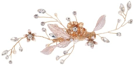 Beaupretty Horquilla De Perla y Diamante De Imitación Dorada Hecha Mano Accesorio Para Vestidos De Novia Horquillas Cabello De Novia Pasadores Nupciales Para Perlas Pelo