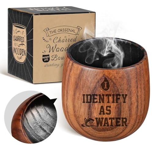 Aganmi Funny Charred Wooden Bourbon Drinking Glass, Old Fashioned Tumbler Whiskey Glasses Laser Engraved with Unique Designs, Birthday Christmas Bourbon Gifts for Men Dad Husband Boyfriend Brother