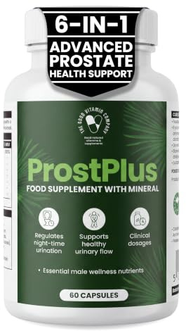 Prost Plus: 60 Vegan Capsules Supplement for Men 1 Month’s Supply. | Regulates Night-time Urination, Supports Healthy Urinary Flow - Clinically Dosed Beta-Sitosterol, Pygeum, Pumpkin Seed, Zinc.
