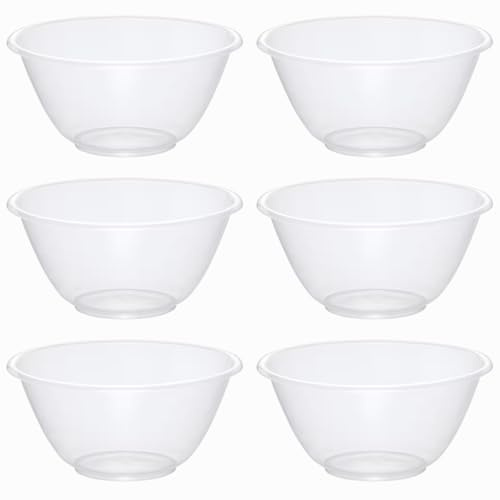 eMKay® Set of 6 Clear 20cm Plastic Mixing Bowls – 2.3L BPA-Free Food-Safe Nesting Bowls for Kitchen Prep, Baking & Serving – Microwave & Dishwasher Safe Lightweight Bowls