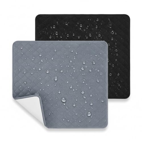 2 STK Inkontinenz Stuhlauflage Sitzauflage Inkontinenzunterlage 50 x 50cm | Waschbare Atmungsaktive Stuhl Krankenunterlagen Schwarz/Dunkelgrau Unterlage für Rollstuhl Sessel Autositze Sofa
