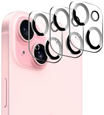 Fylnatc 3 Pack Camera Lens Protector for iPhone 15/15 Plus Accessories Camera Protector Screen Cover 9H Tempered Glass, Anti-Scratch, HD Clear, Does Not Affect Night Shots