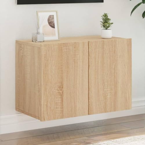 HaoChrymec TV-Wandschrank Sonoma-Eiche, Aus Holz, Mit Wandmontage, TV Lowboard Hängend, Sideboard Wohnzimmer, Für Wohnzimmer, 60 x 30 x 41 cm