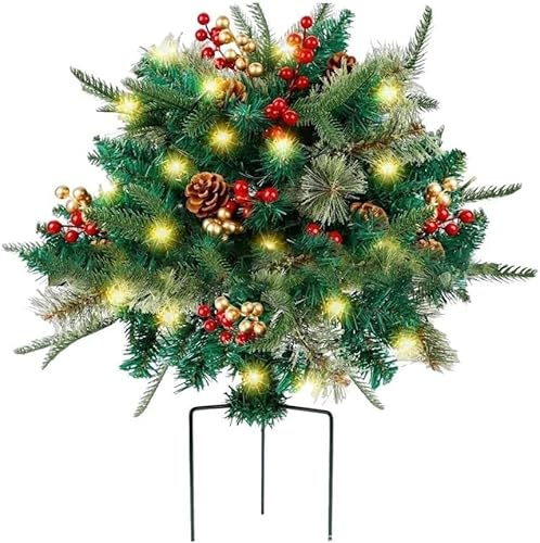 Arbustos artificiales de Navidad iluminados para plantas navideñas, decoración para patios, jardines, árbol de Navidad artificial