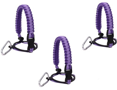 Opemg 3 Pcs Water Bottle Handle Strap for Outdoor Camping Water Bottle Strap Paracord Handle with Safety Paracord Handle Carabiner Lanyard,Water Accessories