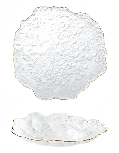 Supercap - Assiettes à dessert en verre coloré, assiette transparente pour collation, fruits, bonbons, gâteaux, assiettes irrégulières pour apéritif, crème glacée, salade, petits plats de service