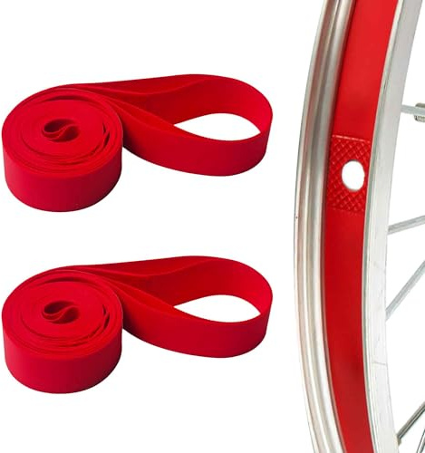 bskkw 2PCS 26 Red Bicycle Rim Strip Tape, Nylon Inner Tube Protection Liner for Mountain Road Bikes, Puncture Resistant Wheel Rim Protector