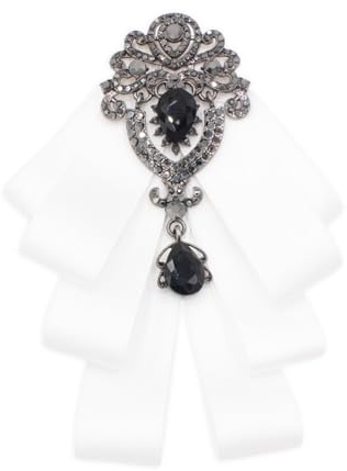 XFUYI Nœud Papillon en Ruban de Soie pour Homme et Femme, Jabot, Cravate ornée de Strass et de Cristaux, Cravate de Mariage, Broche, Style Vintage, Cravate pré-nouée