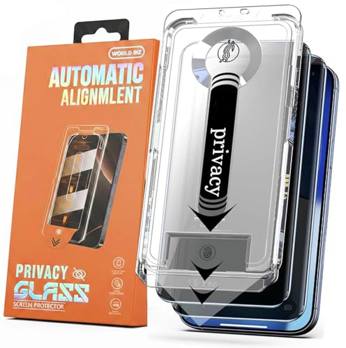 World biz 2 Pack Privacy Screen Protector for iPhone 12 Pro Max (6.7 inch), Premium 9H+ Tempered Glass Film, Anti Spy, Compatible With Face ID, Auto Dust Elimination, No Bubbles