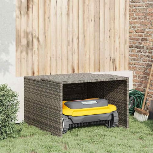 Générique Garage pour Robot Tondeuse Gris 86x90x52/57 cm résine tressée,Accessoires pour équipement électrique d'extérieur,Accessoires pour tondeuses à Gazon,Housses pour tondeuses à Gazon,365406