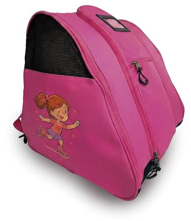 DOJA Barcelona Bolsa para Patines para Niños - Rosa - Correa Ajustable y Acolchada - Mochila Patines con Buena Capacidad para Llevar Accesorios - Bolsa Niño, Material Resistente y Ligero