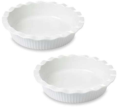 WishDeco Porslins Pajform Set med 2, Djup Räfflad Bakform 23 cm, Vit