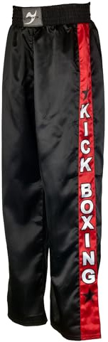 Ju-Sports Kickboxhose 140 Kick Schwarz I Leichte Kickboxen Hose mit Gummizug mit Zusatzschnürung I 100% Polyester I Mit Kickzwickel & breitem Boxerbund