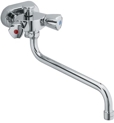 KLUDI Wannenfüll- und Brausearmatur, Brausebatterie DN 10, Stichmaß 45 mm mit Terralux-Griffen, verchromt, 254110515