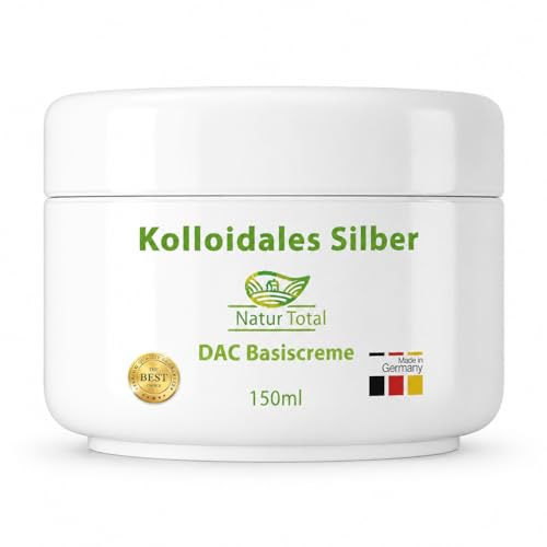 Natur Total Silbercreme mit kolloidalem Silber WICHTIG: 150 ml XL - Silber Creme mit Silberwasser 100 PPM in Apotheken Basiscreme