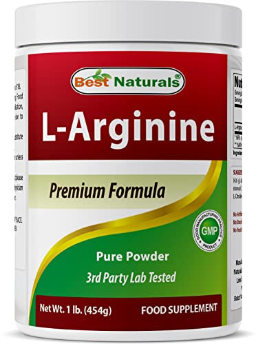 Best Naturals L-Arginine Powder 1 Pound - Pure Pharmaceutical Grade Free Form - Best Amino Acid Arginine Supplements for Women & Man - Promotes Circulation and Supports Cardiovascular Health