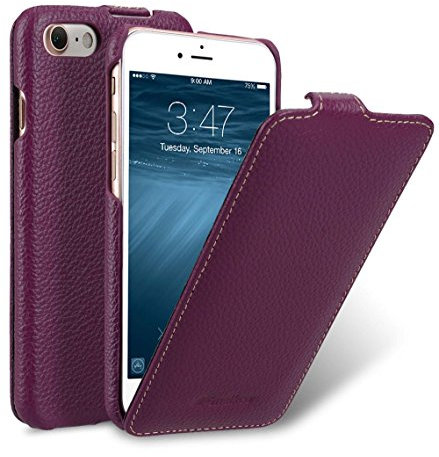 MELCKO Tasche passend für Apple iPhone SE 2022 5G, iPhone SE 2020, iPhone 8, iPhone 7, 4.7 Zoll, Case mit beschichtetem Leder, Schutz-Hülle aufklappbar, Flip-Case, Ultra-Slim Cover, Lila, Violett