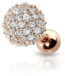 BlackAmazement Tragus Piercing Helix Ohr Ball Disko Kugel Glitzer Zirkonia CZ Gold Silber Damen (Rosegold)