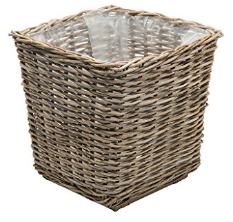 Kouboo Planter Woven Rattan Indoor Outdoor with Drainage Holes Tall Cute Pots Square for Olive Tree Large