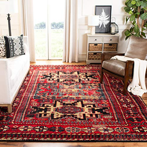 SAFAVIEH Traditionell Teppich für Wohnzimmer, Esszimmer, Schlafzimmer - Persian Collection, Kurzer Flor, Rot und Multi, 160 X 160 cm