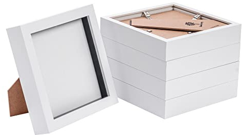 Nicola Spring 3D-Box Fotorahmen - 6 X 6 - Weiß - Pack Von 5