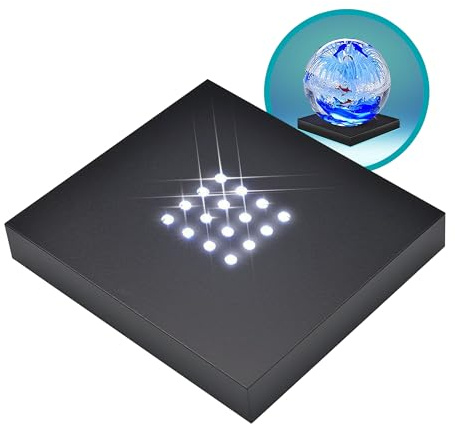 ASENTE 16 White- Light LED Lighted Base for Glass Art - Crystal Display, Lighted Acrylic Base, Glass Vases for Centerpieces Stand, Matte Black