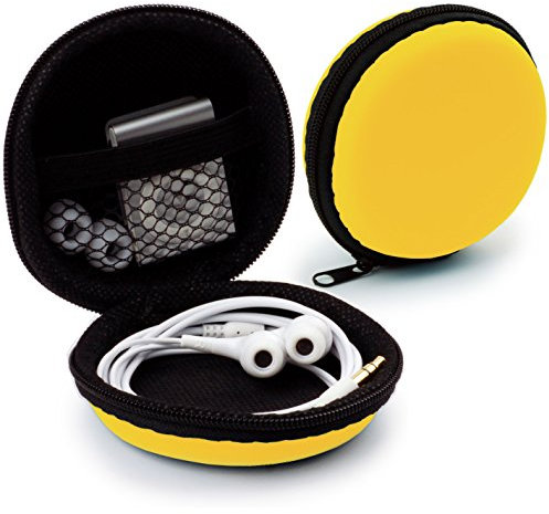 MyGadget Custodia Rigida per Auricolari | Cuffie Bluetooth Senza Fili - Tasca Resistente per Auricolare Apple iPhone | USB Stick | Cavi - Scatolina Giallo