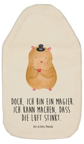 Mr. & Mrs. Panda Wärmflasche Hamster Hut - Geschenk, Bettflasche, Kinderwärmflasche, Wärmflaschenbezug, Zauberer, Tiermotive, Wärmekissen, Gute