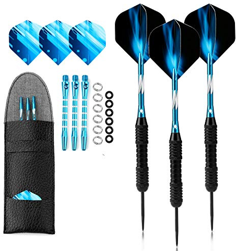 Crazy-M Pilpilar med stålspets, 22 gram metallspets steeldarts, professionell dart dart set med förvaringslåda, professionell turnering dartset