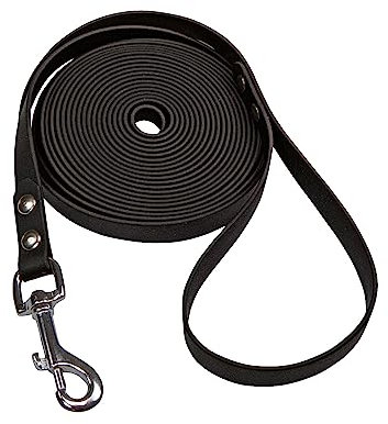 Schecker Schwarz Biothane® Schleppleine mit Handschlaufe, 10 m / 19 mm extrem widerstandsfähig, witterungsbeständig und reißfest
