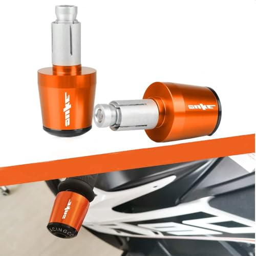 Duke Motorrad Lenkerenden 22mm 7/8' Lenkergewichte CNC Aluminium Für Duke 125 390 RC125 RC390 790 890 Adventure 1290 Adv（Orange）