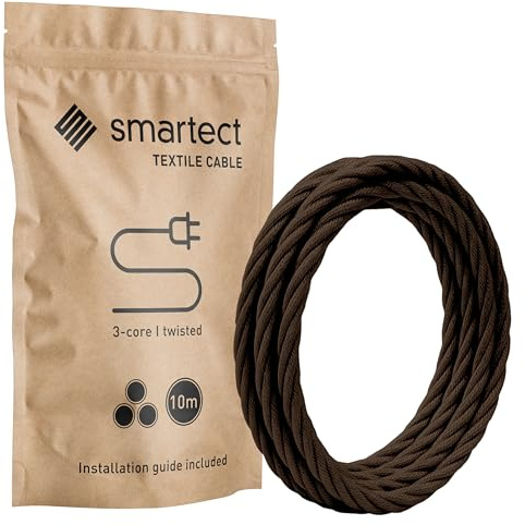 smartect Braided Cable twisted 3 Core (3 x 0.75mm²) Brown, 10 Metres
