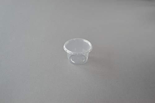500 Stück Dressing Becher mit Deckel, 100 ml rund transparent Dressingbecher Soßenbecher Saucenbecher Degustationsbecher Feinkostbecher Verpackungsbecher Portionsbecher Buttercup Dip Becher