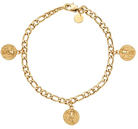 NOELANI pulsera de acero inoxidable señoras brazo joyas, 18 cm, oro, moneda, Viene en caja de regalo de joyería,