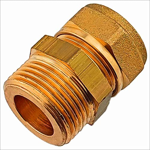 MegaHaustechnik Schraubfitting Kupferrohr, Übergang, 22mm x 1 Zoll AG | Flach dichtend, Messing Klemmringverschraubung, Trinkwasser geeignet, für Rohr-Außendurchmesser 22mm, 1 Zoll Außengewinde