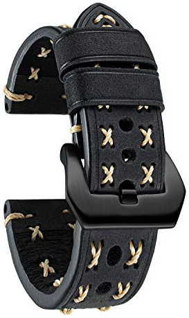 BINLUN Lederarmband Uhrenarmband 20mm 22mm 24mm 26mm Uhrenarmbänder für Herren Damen Smartwatch Armband 20mm 22mm 24mm X-Form Uhrband Schnellverschluss Ersatzarmbänder Boho Handgefertigt Watch Armband