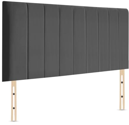 Elixir Furniture Portland Divan Headboard – 3ft Single | 20-Inch Tall Upholstered Headboard | Plush Velvet in Grey | Elegant Padded Design (Blue, 3ft Single Height-20inch)