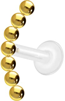 PIERCINGLINE PTFE Labret mit Innengewinde Titan Aufsatz 7 KUGELN Piercing Lippe Nase Ohr Helix Tragus Medusa Farb & Größenauswahl