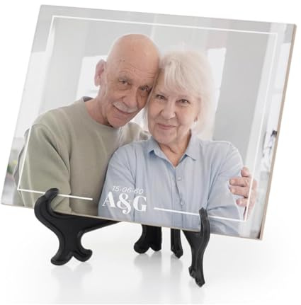 GIFART Personalisierte Keramikfliese Ultra Glänzend mit Ständer | Keramikfliese personalisierbar mit Foto und Text (15x20 cm)